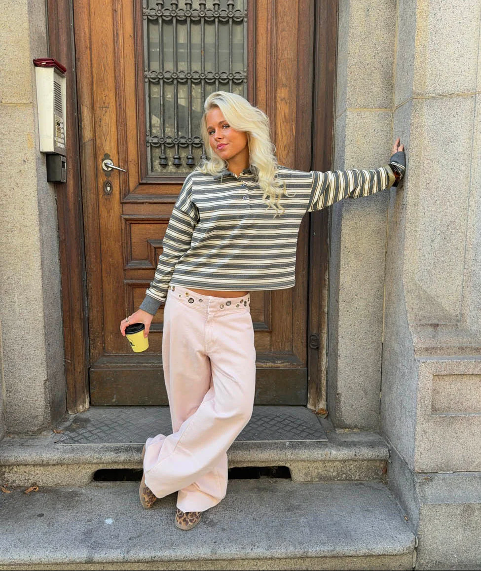 Tanija Jeans With Ring Details - Light Pink - Design By Si