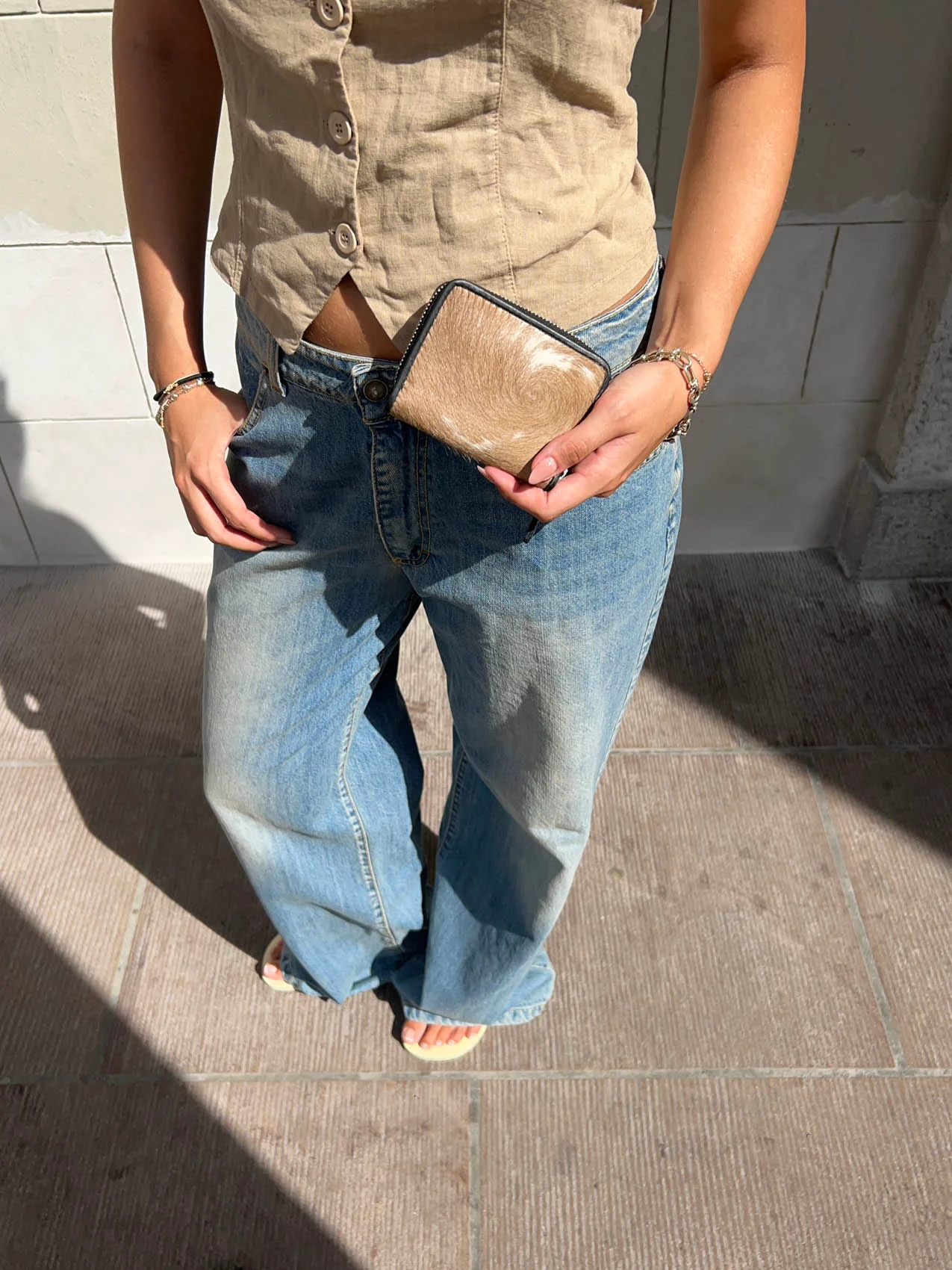 Cela cowhide purse – White/caramel