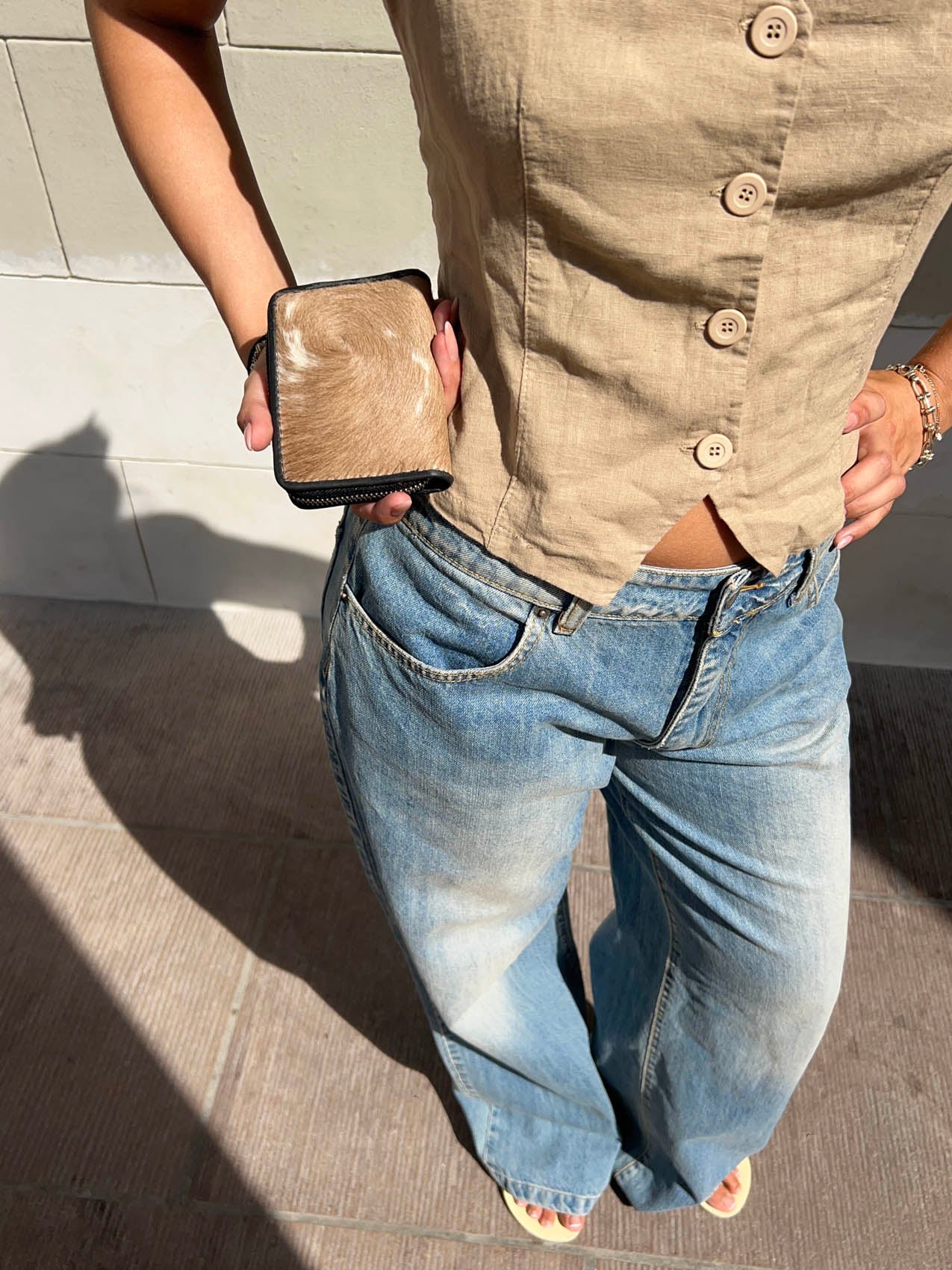 Cela cowhide purse – White/caramel