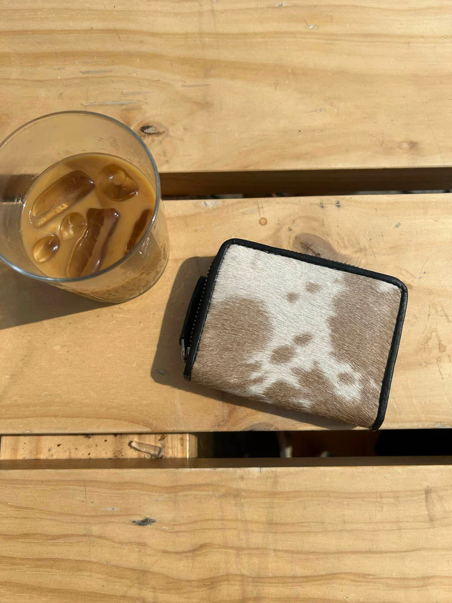 Cela cowhide purse – White/caramel