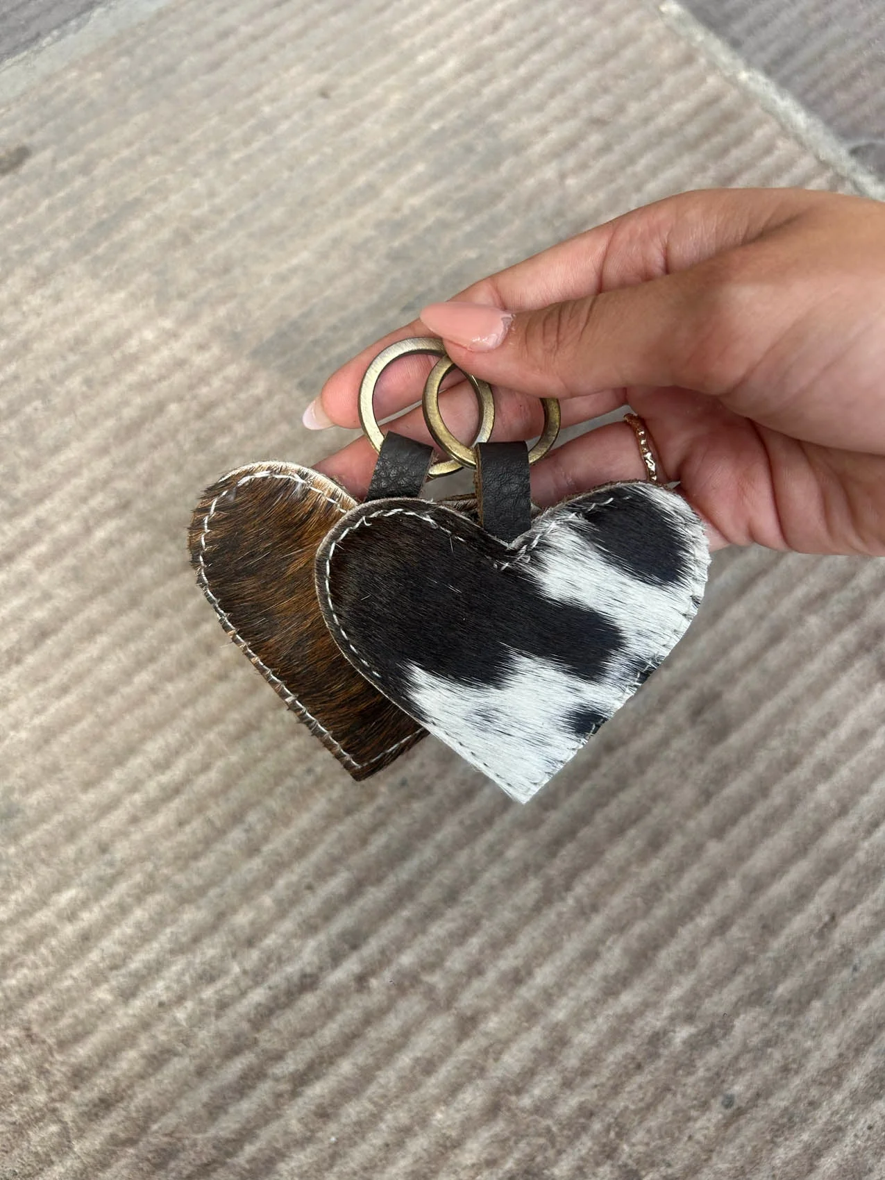 Cavo heart cowhide keyring – Brown/black