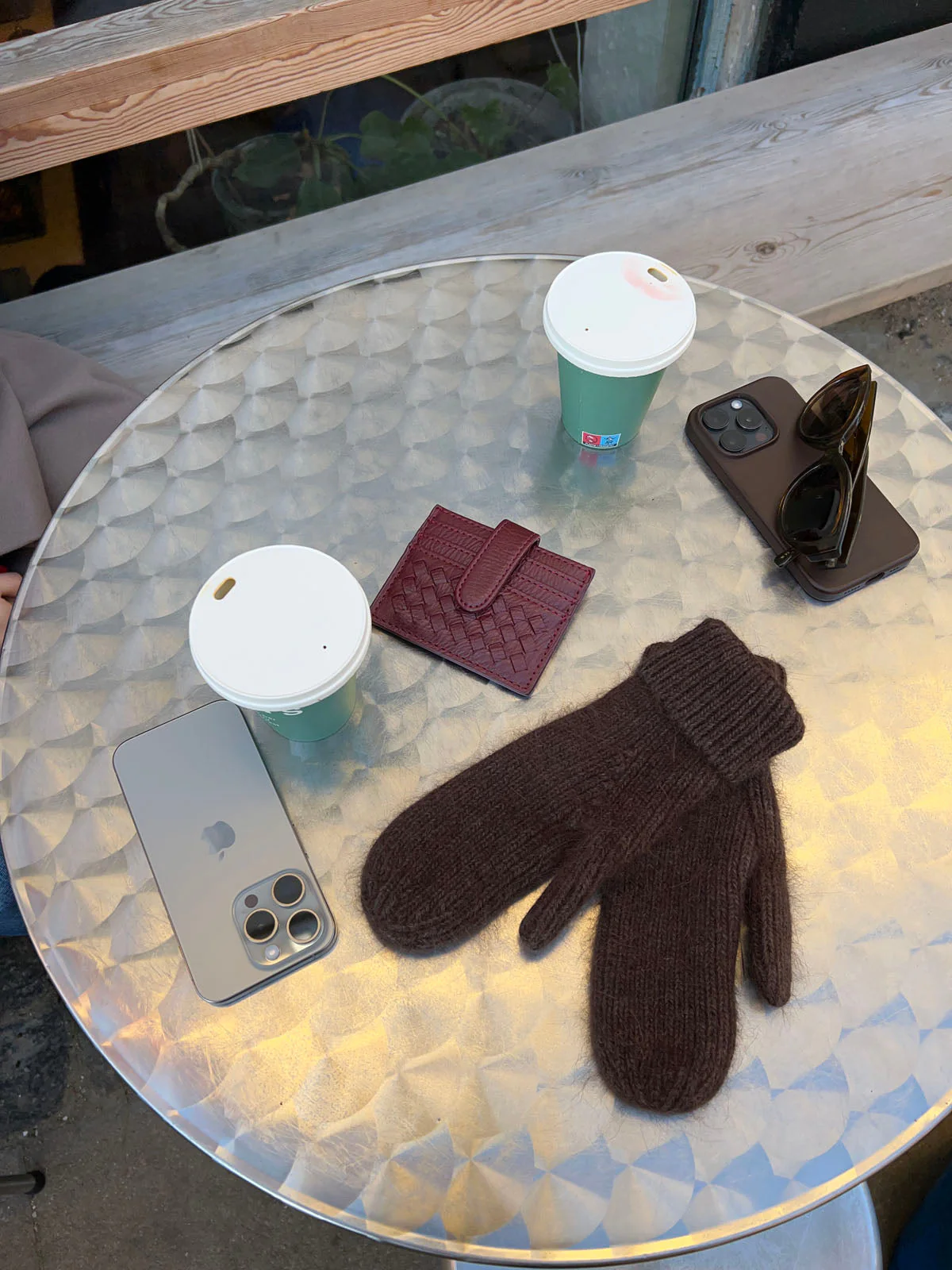 Boston woven card holder - Burgundy