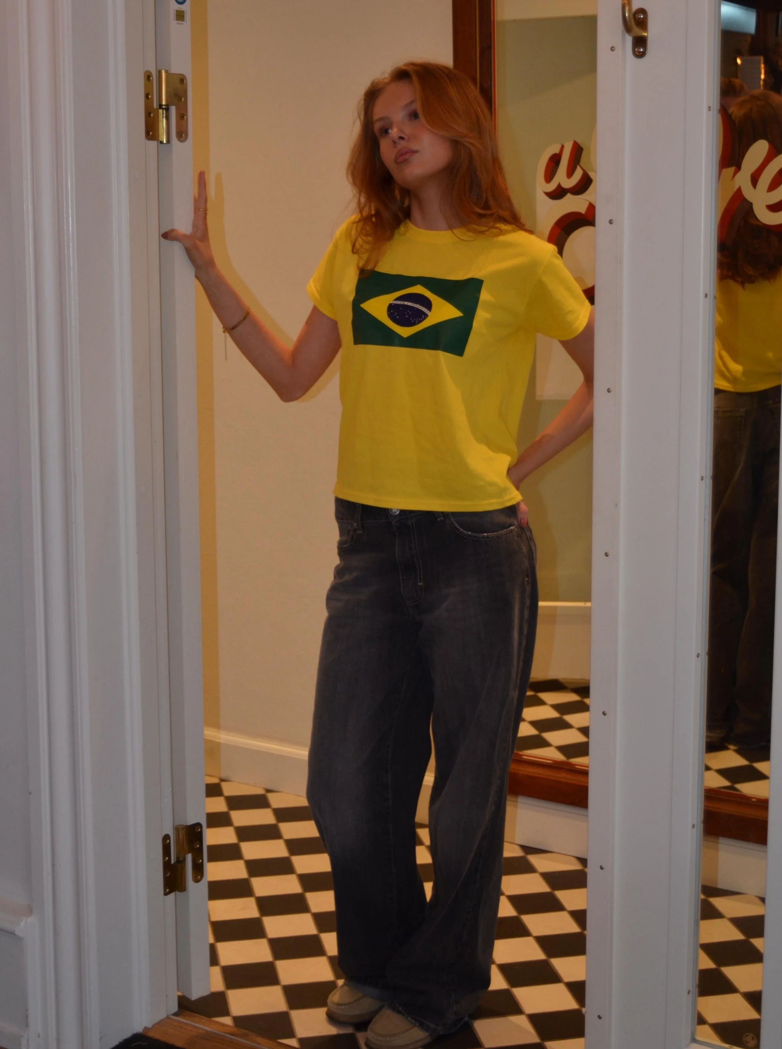 "Brazil flag" baby tee - yellow