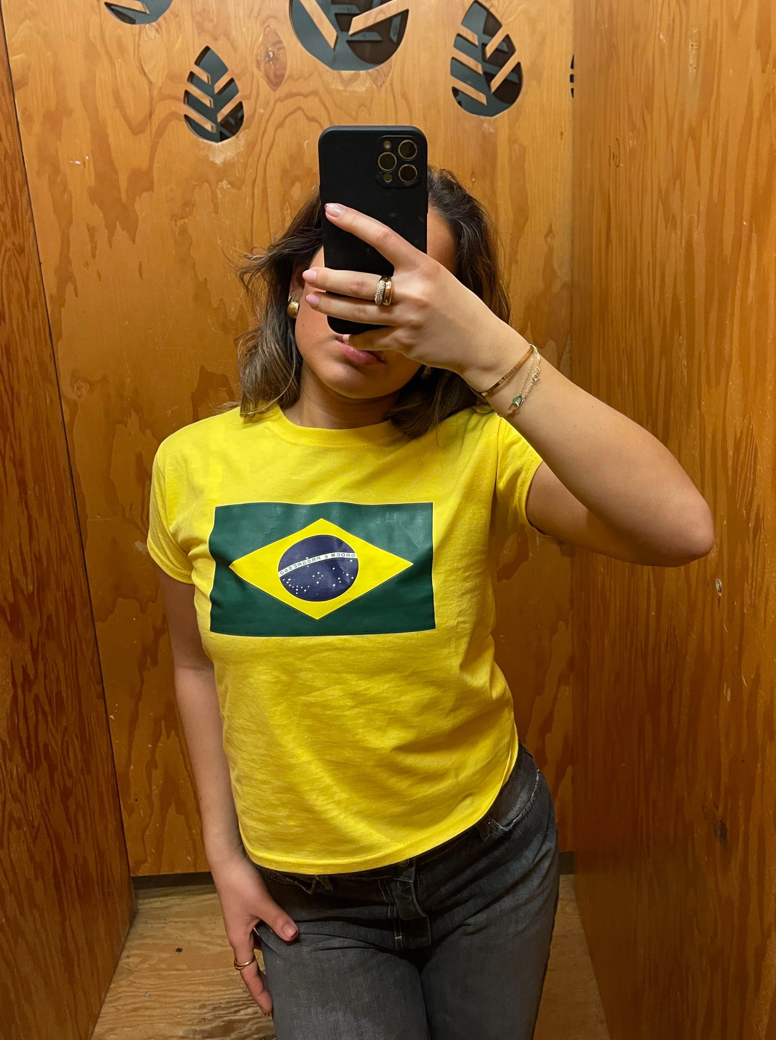 "Brazil flag" baby tee - yellow