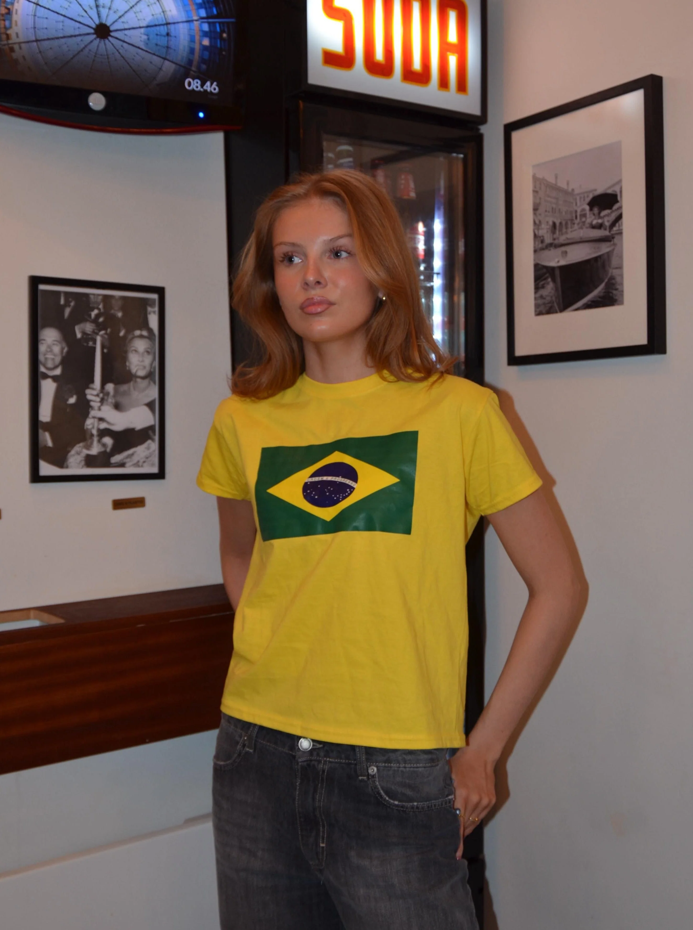 "Brazil flag" baby tee - yellow