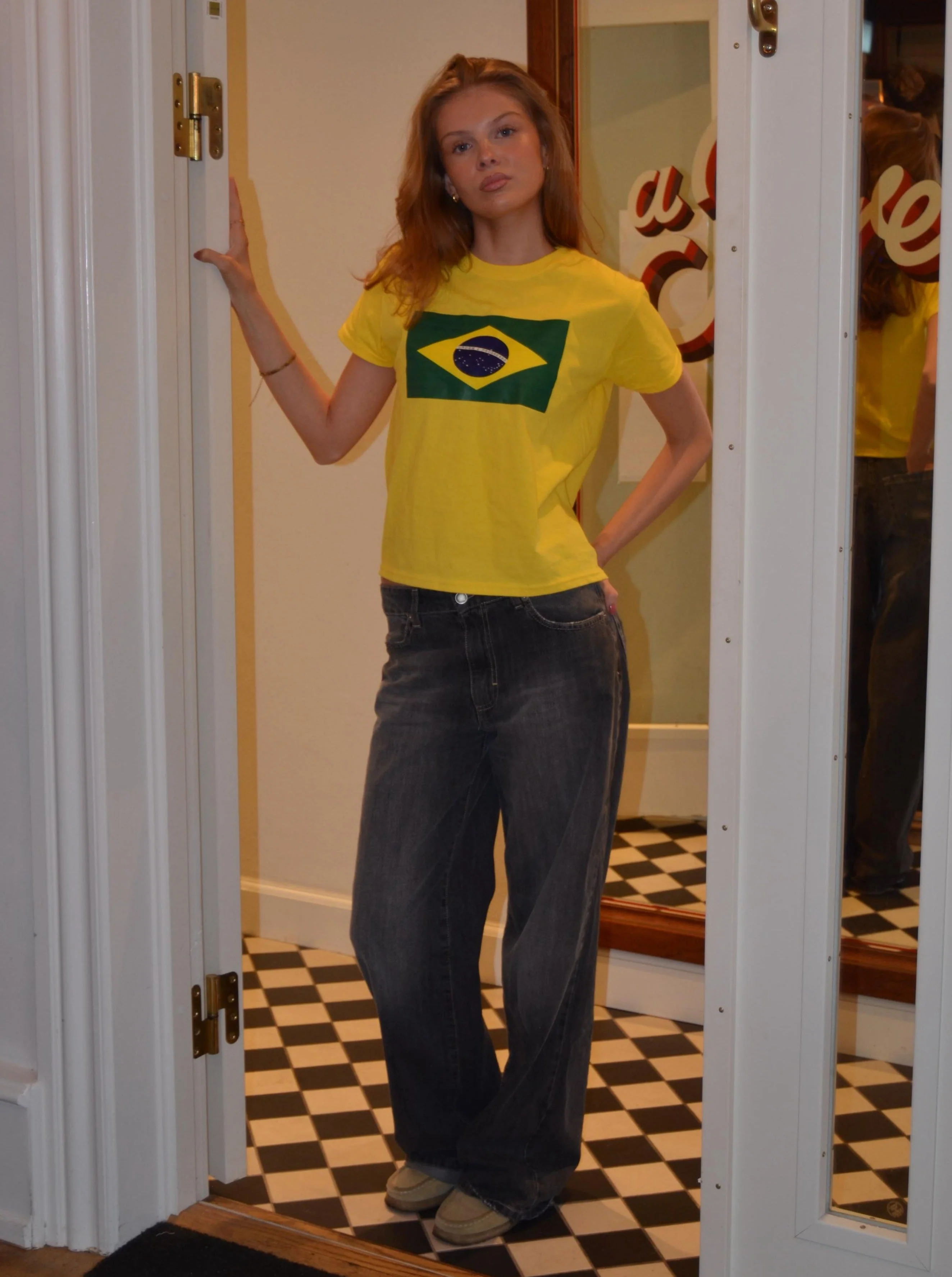 "Brazil flag" baby tee - yellow