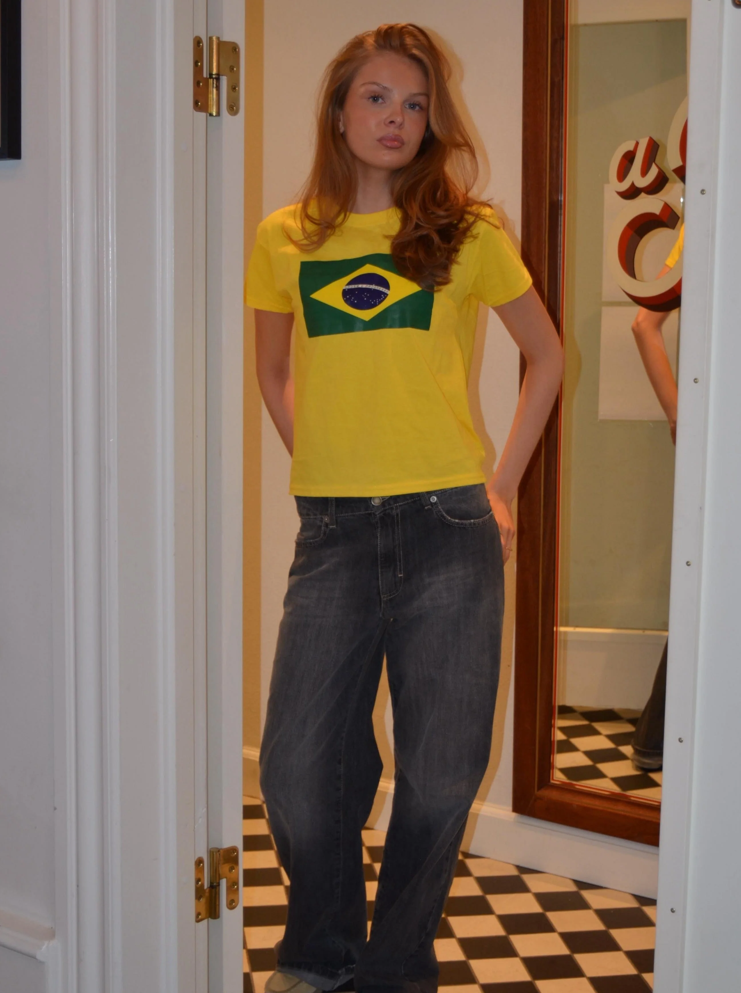 "Brazil flag" baby tee - yellow