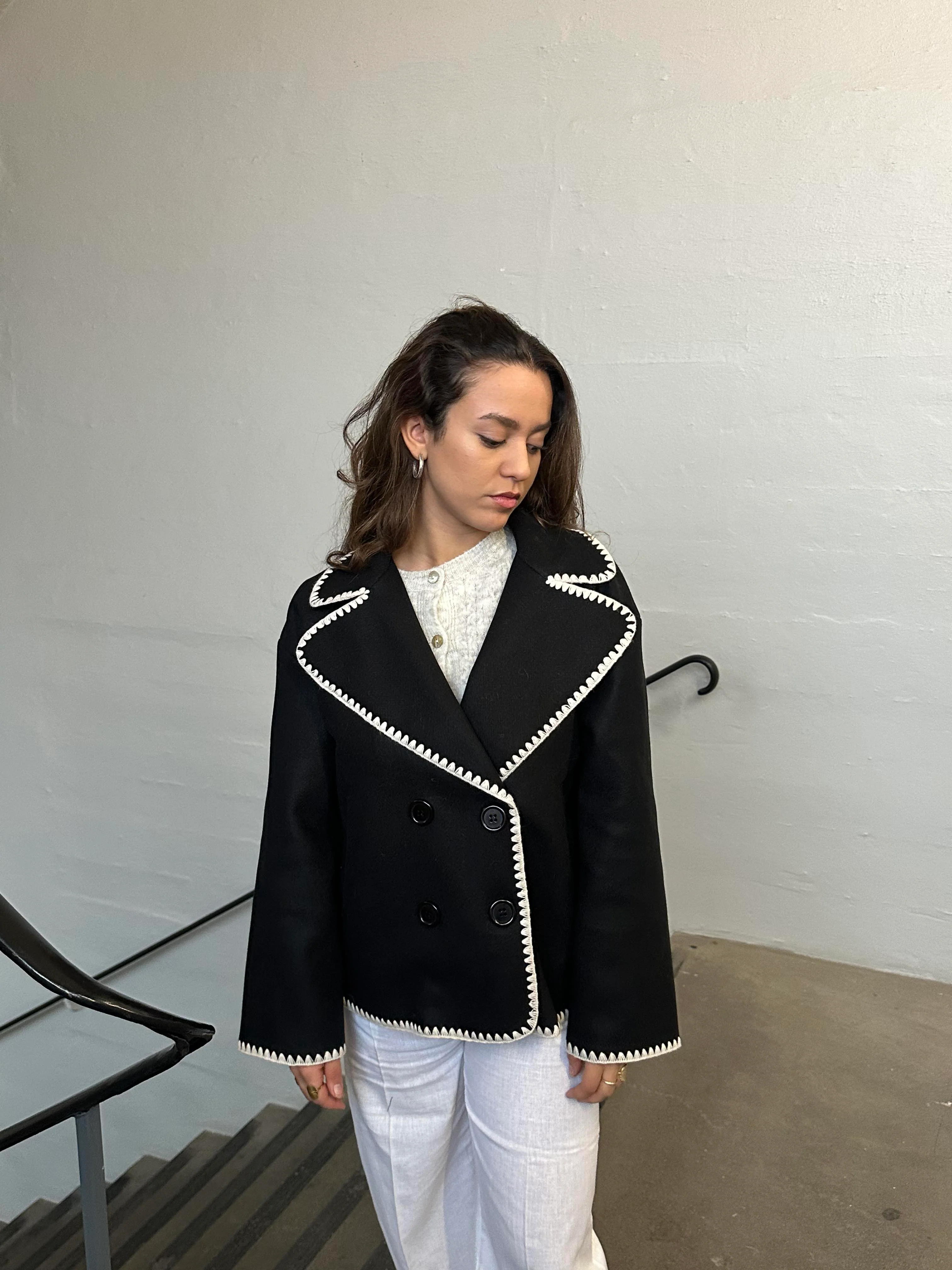 Adele stitching jacket - Black