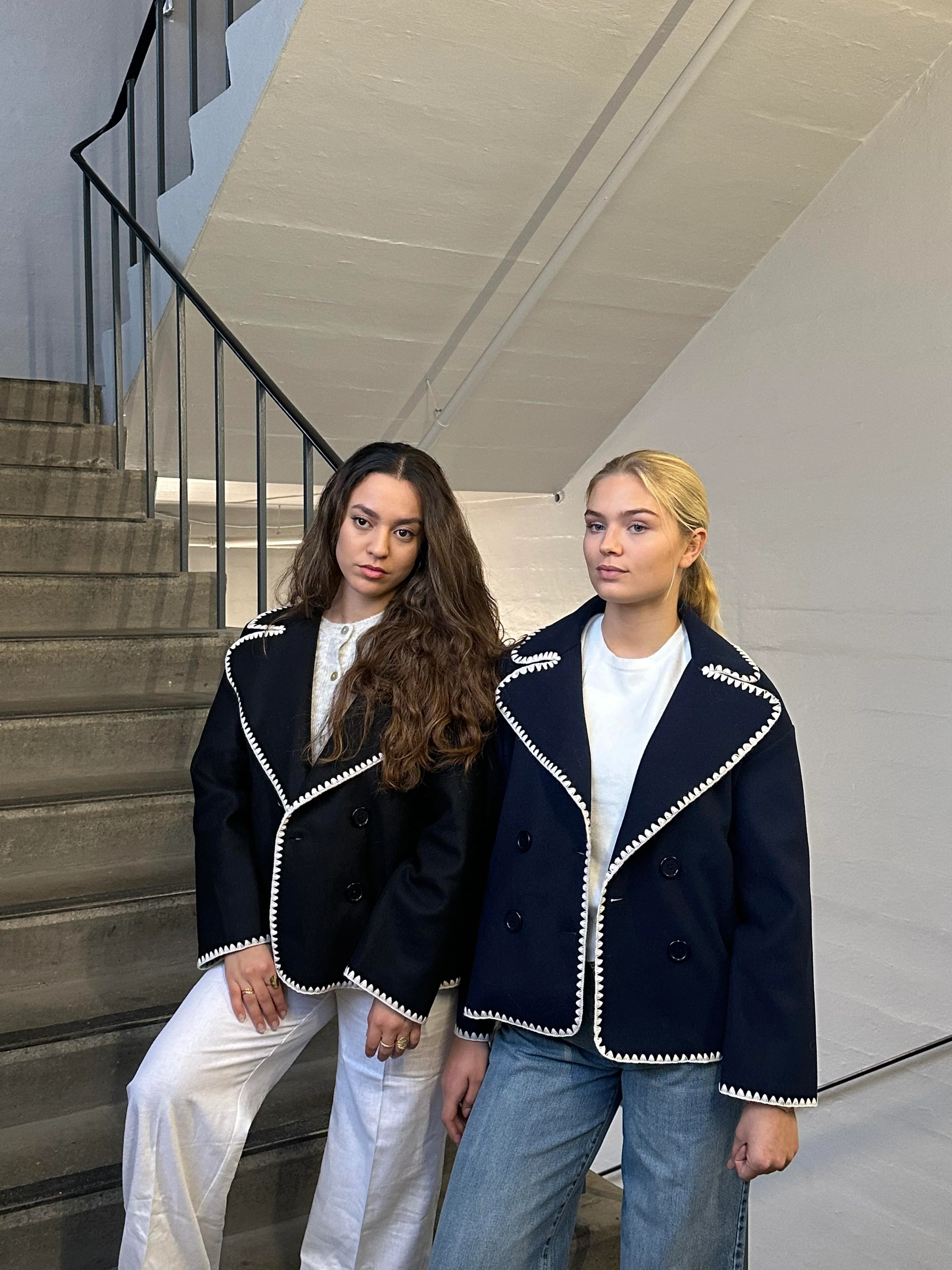 Adele stitching jacket - Navy