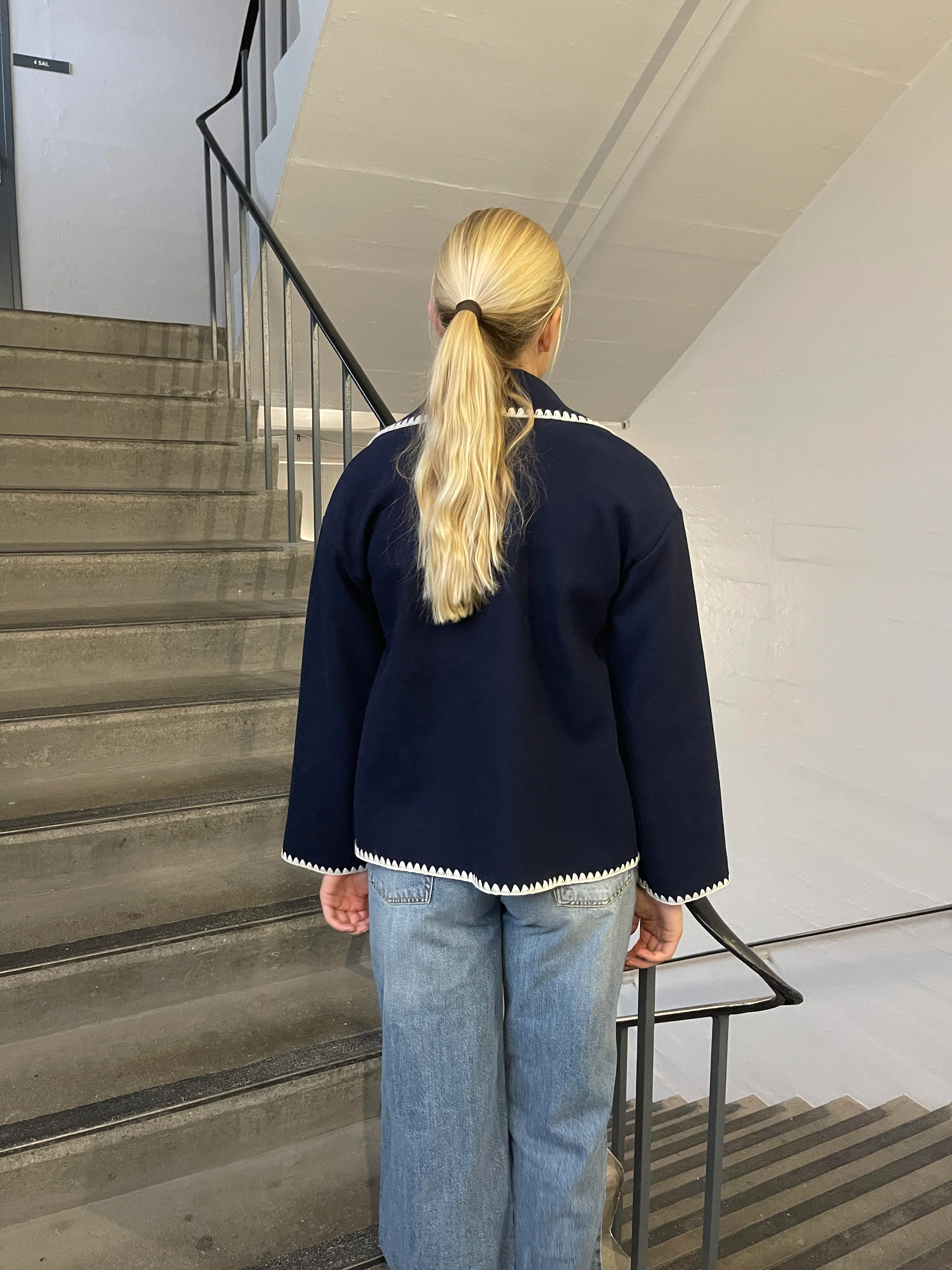 Adele stitching jacket - Navy