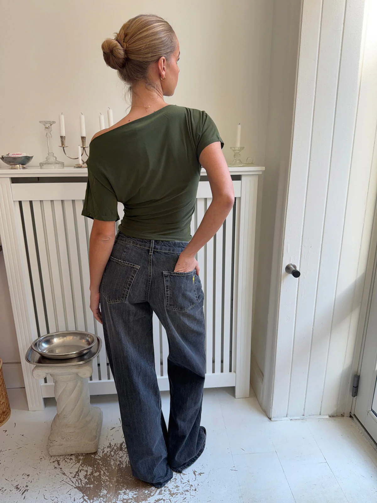 Alaia low-waisted jeans with lightning detail - Grey denim