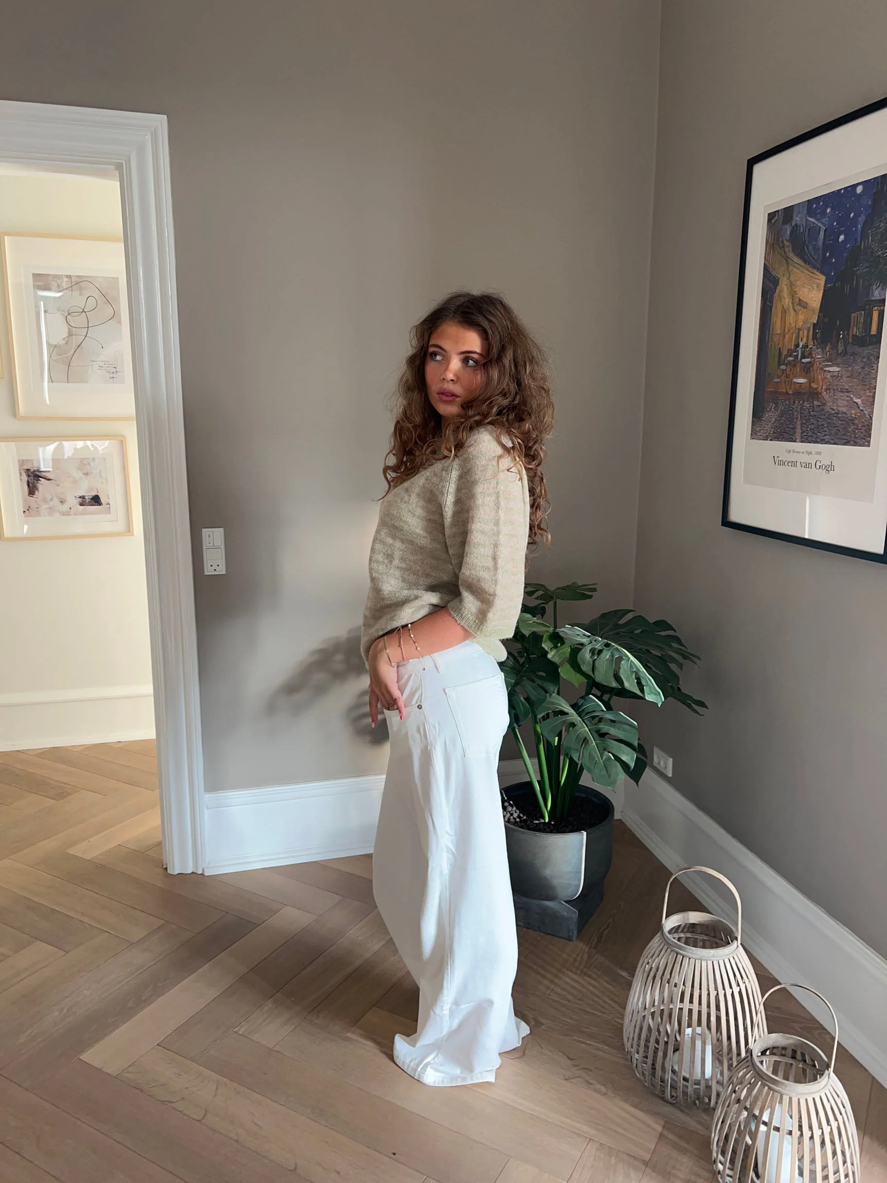 Alaia low-waisted jeans with lightning detail - White denim
