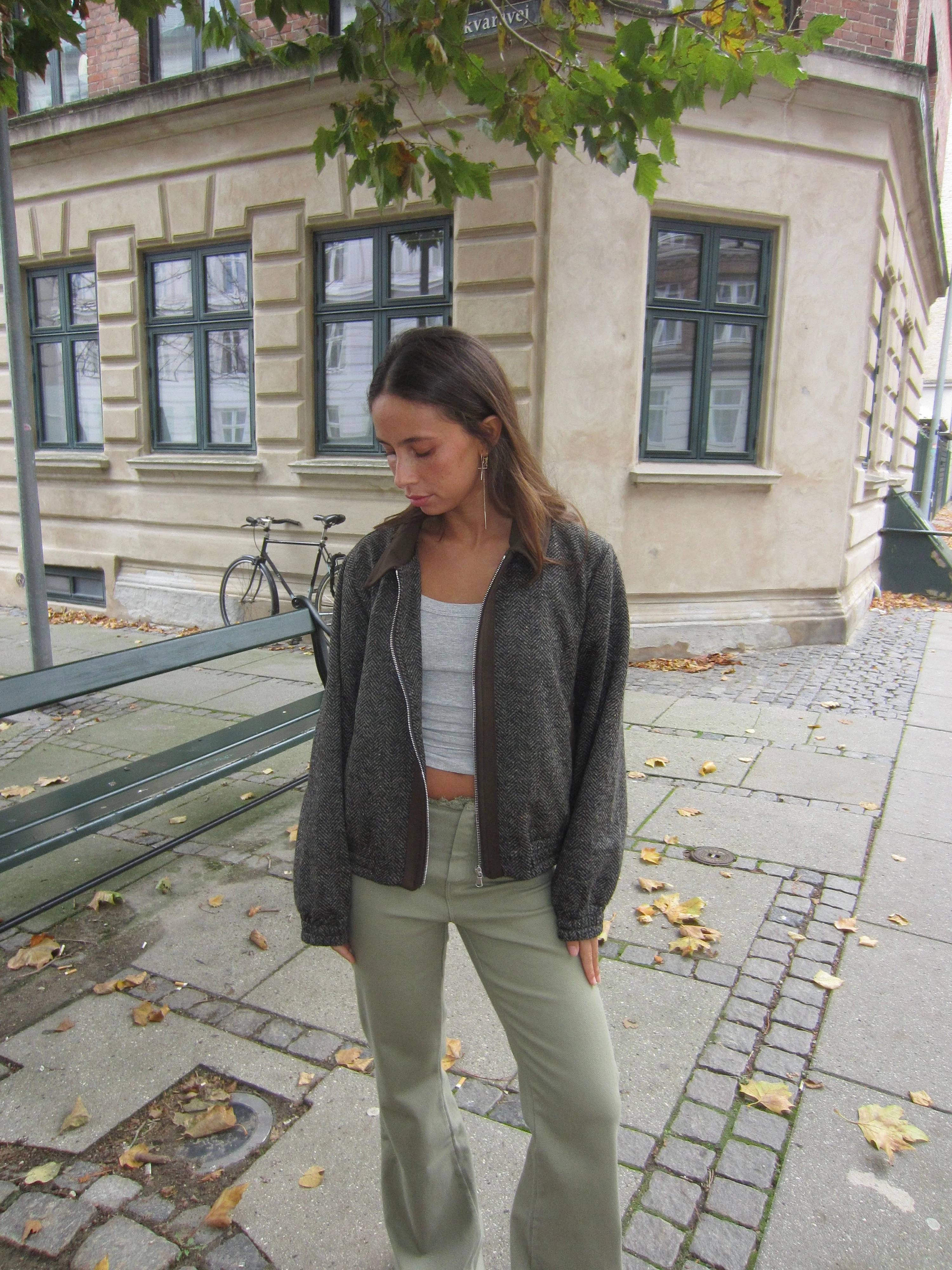 Ana herringbone bomber jacket - Brown