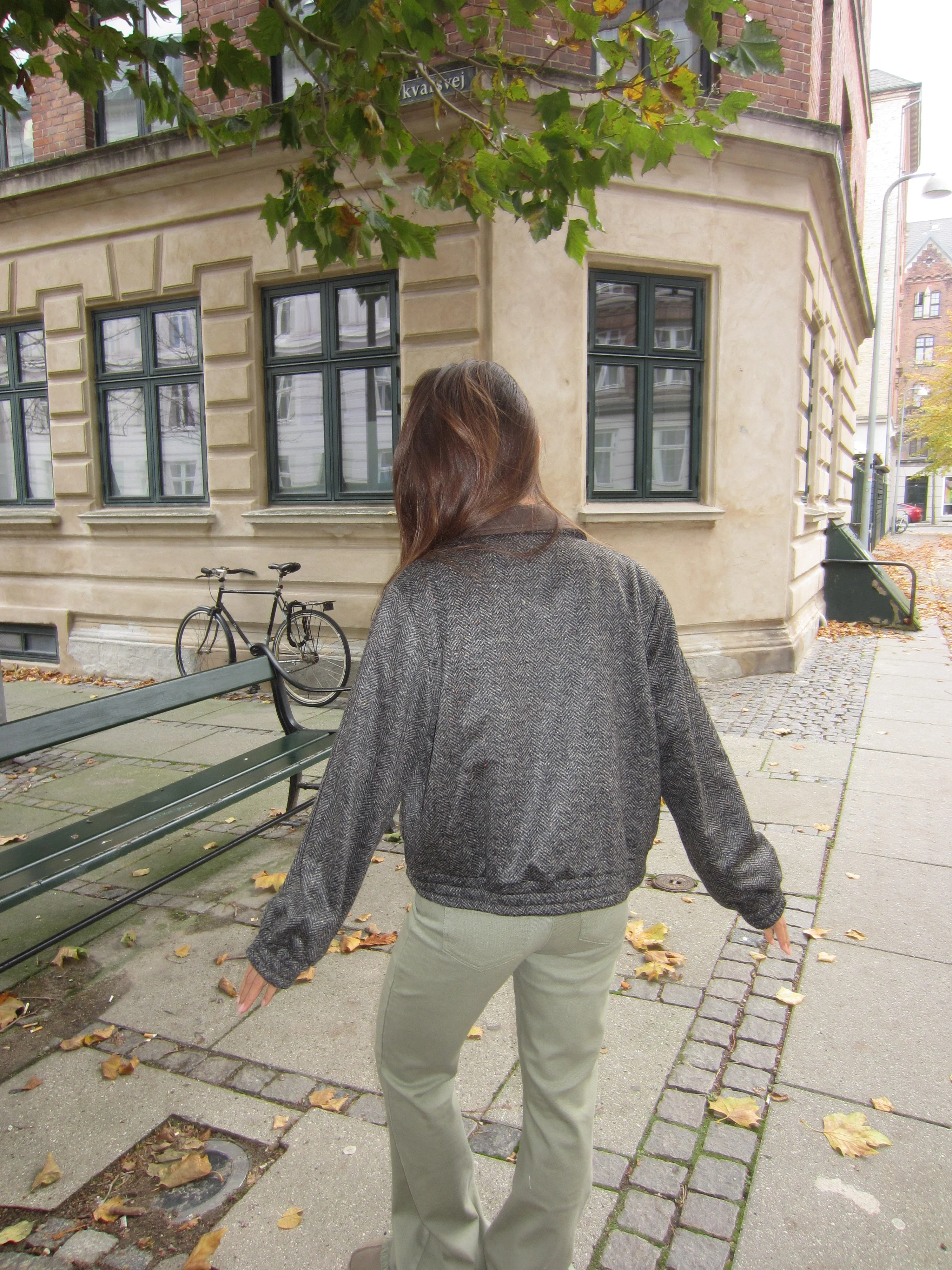 Ana herringbone bomber jacket - Brown