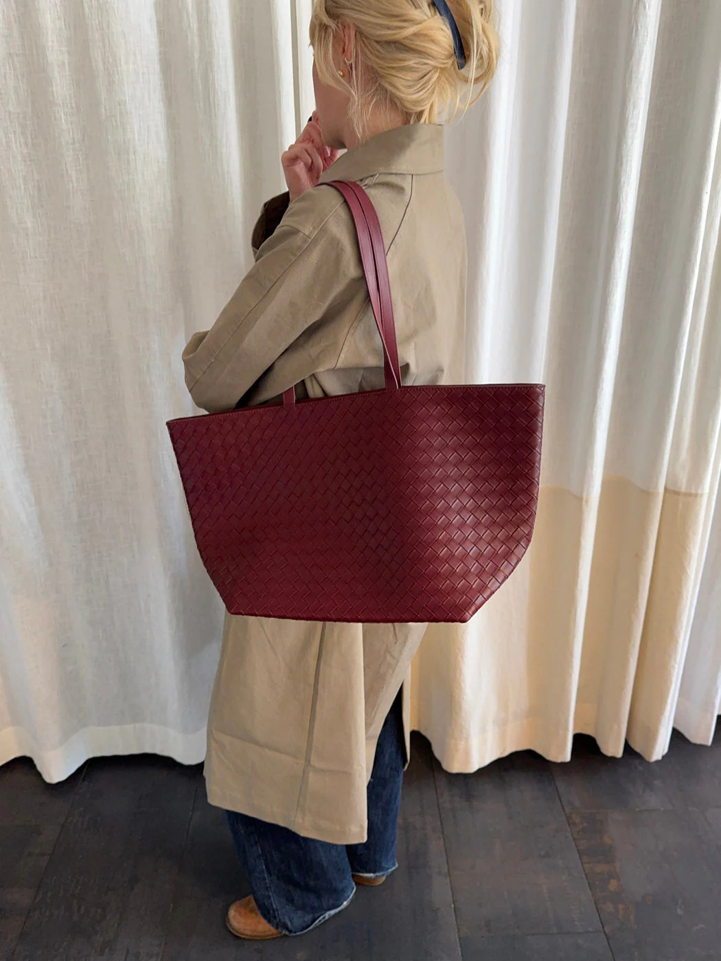 Chili shoulder bag in woven - Burgundy