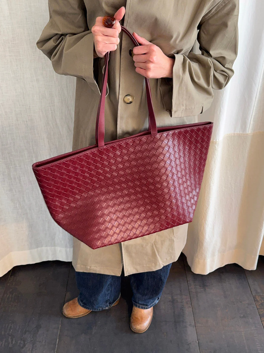 Chili shoulder bag in woven - Burgundy