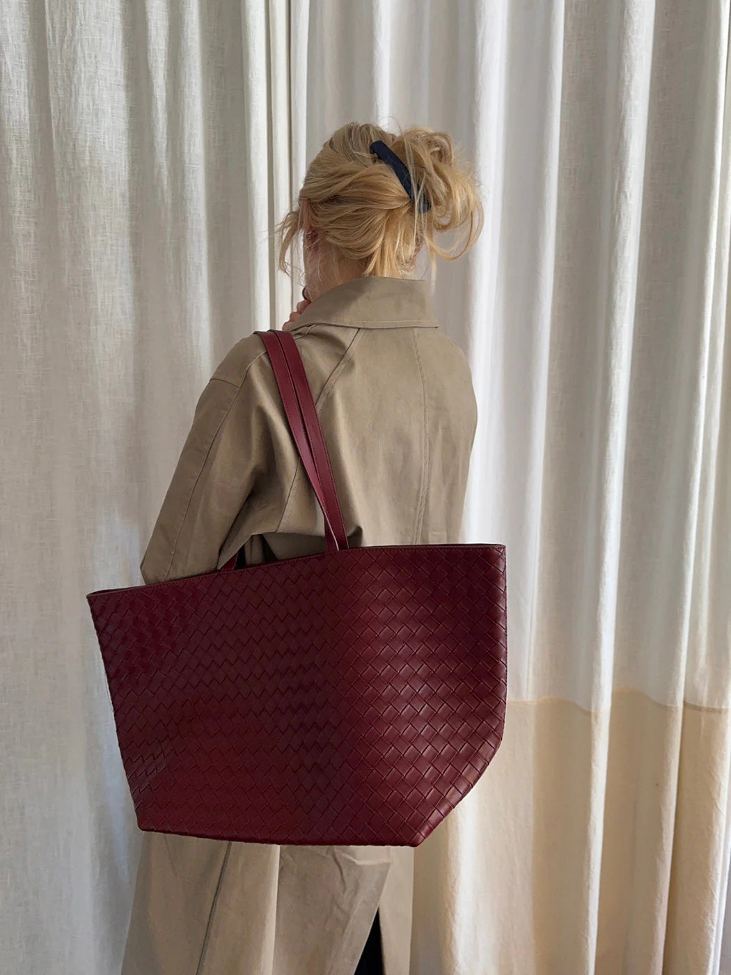 Chili shoulder bag in woven - Burgundy