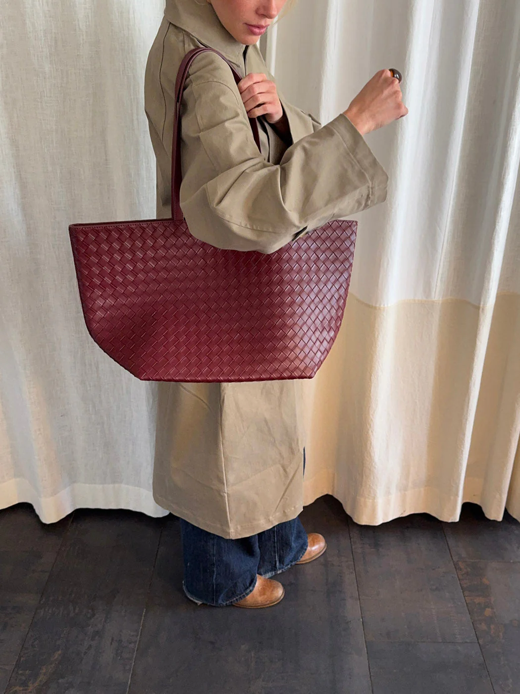 Chili shoulder bag in woven - Burgundy