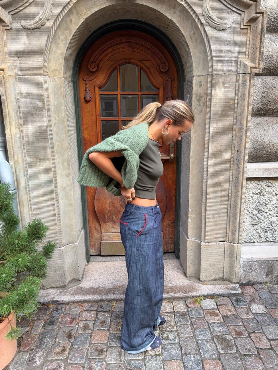 Astrid pants with details - Navy/red