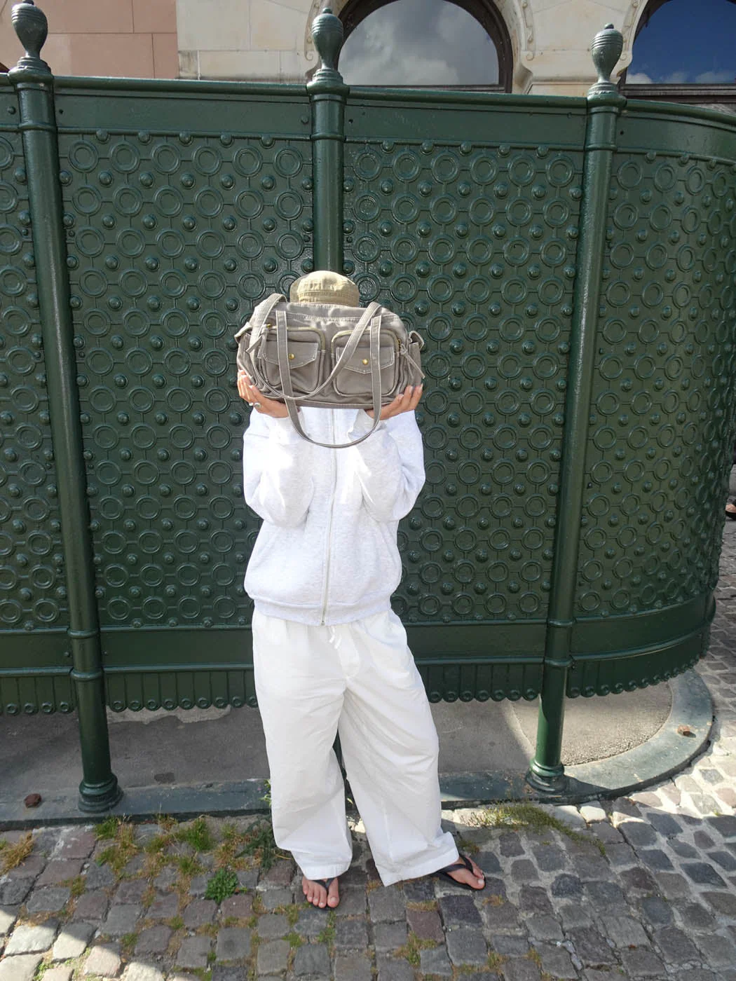Becky handbag with pockets - Brown/grey