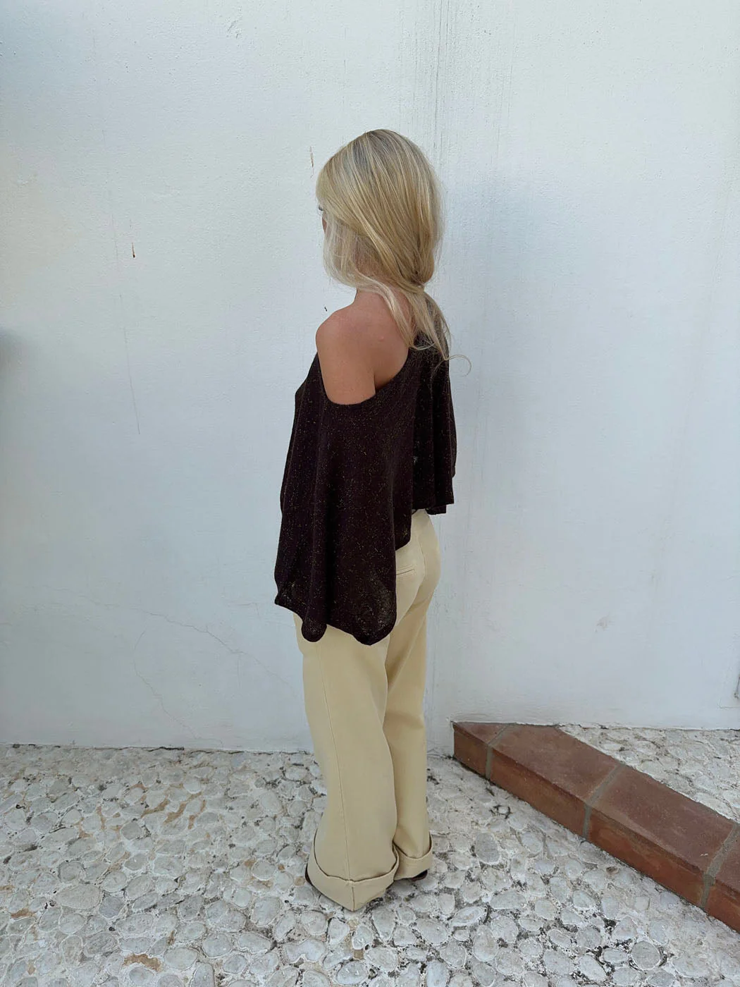 Emilie poncho with glitter – Brown