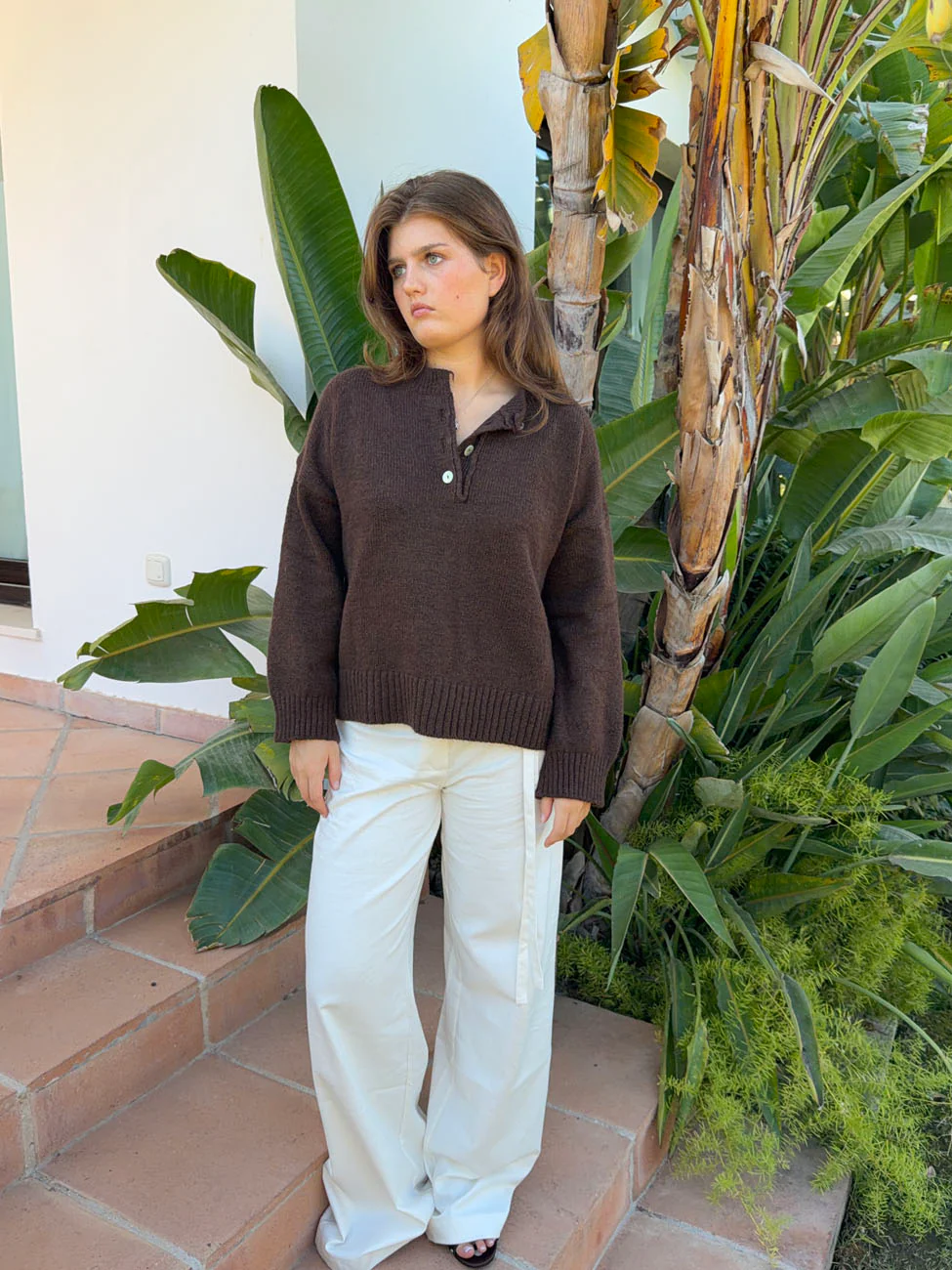 Evelisse  knit with buttons - Brown