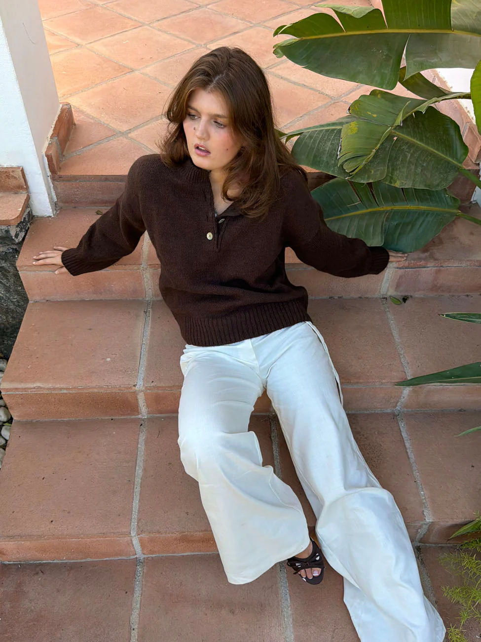 Evelisse  knit with buttons - Brown