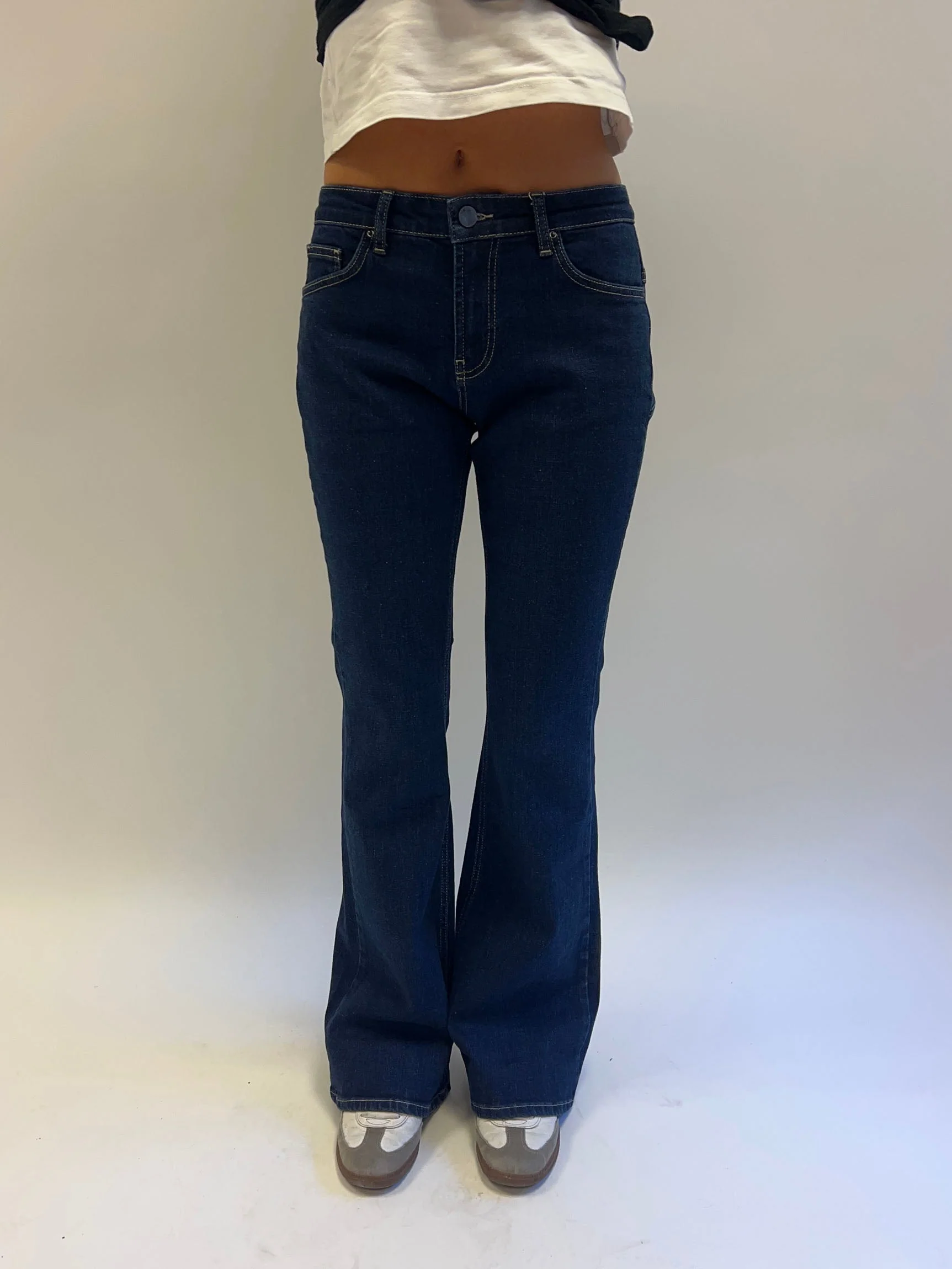 Flared Star Jeans With Gold Star - Dark Denim - Design By Si
