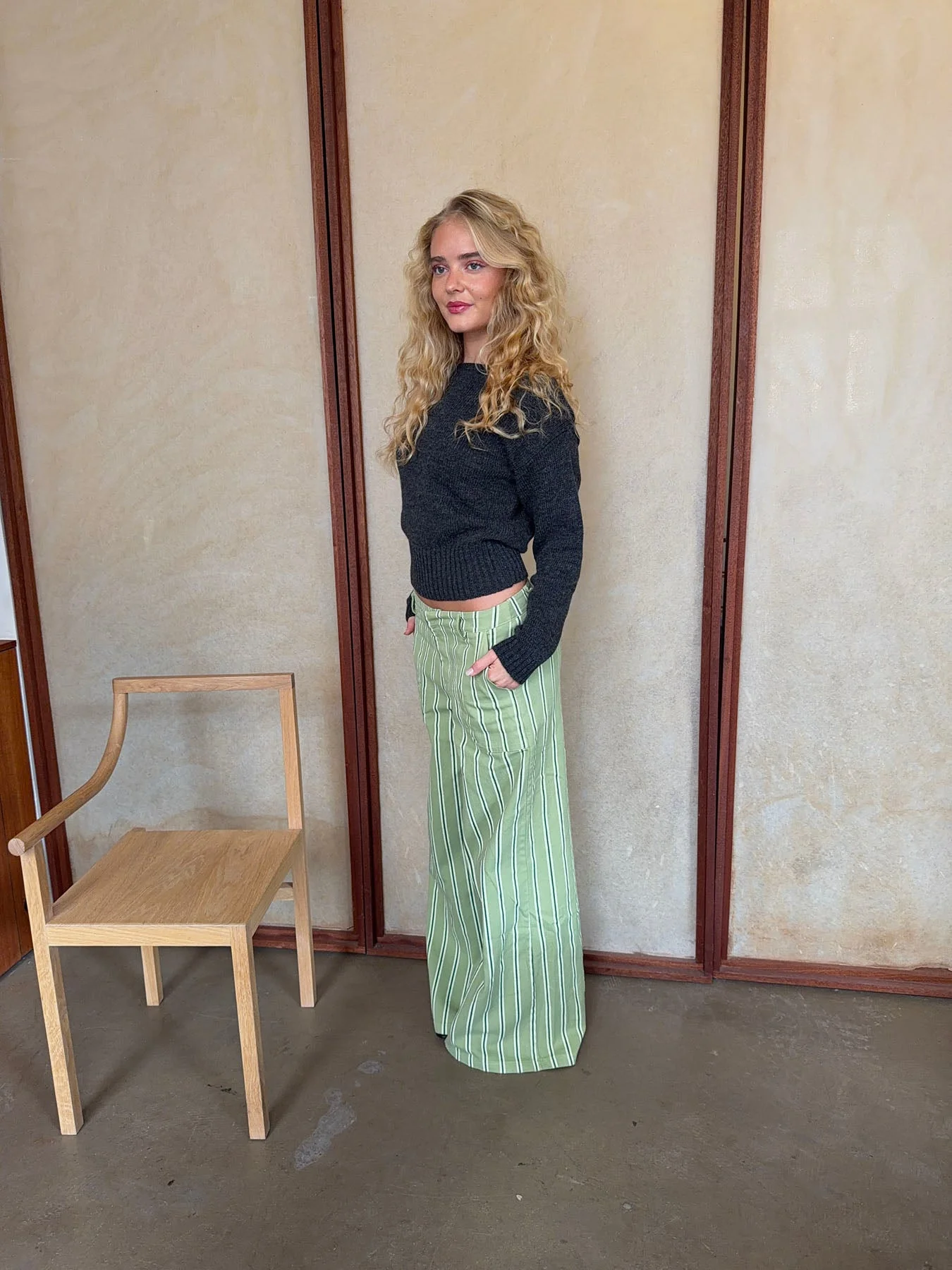Lonny trousers with stripes – Green