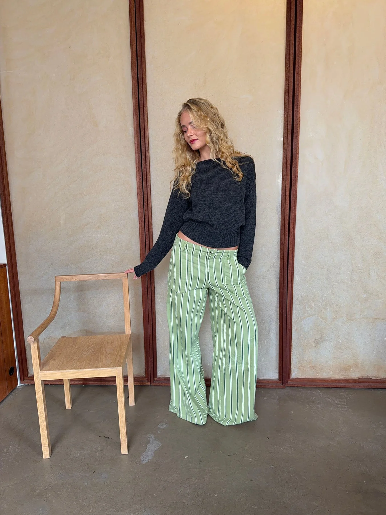 Lonny trousers with stripes – Green