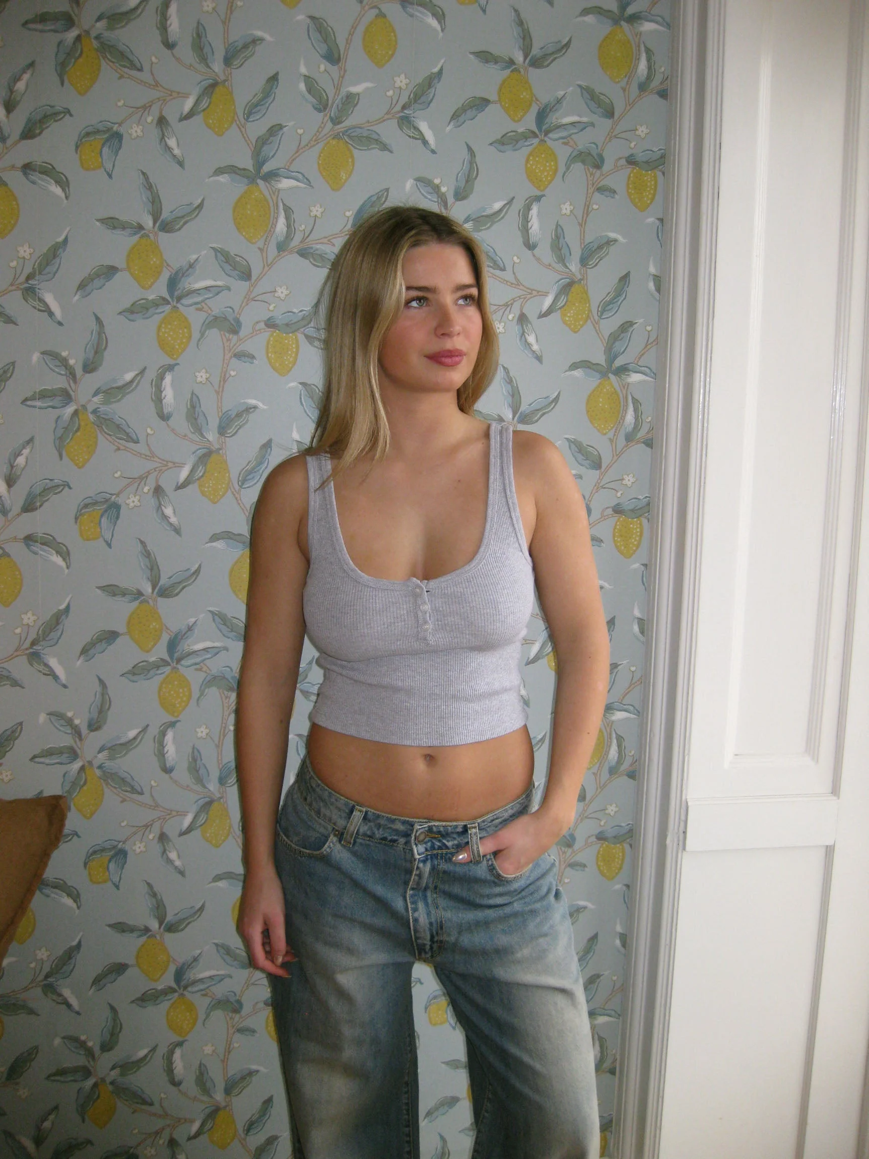 Tilina tank top with buttons - Grey