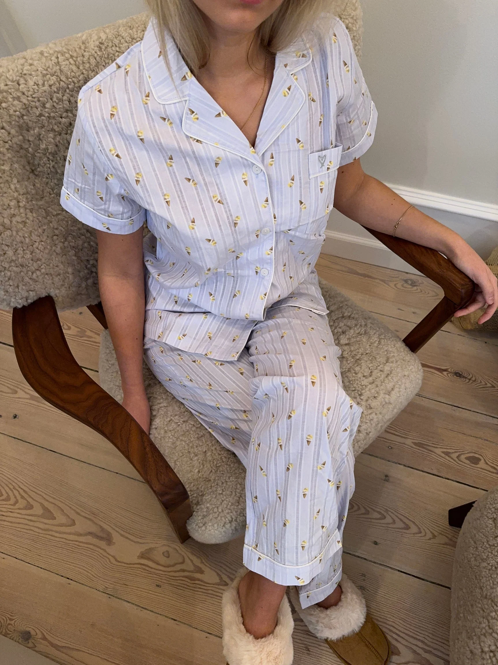 Tinna Pyjamas Set With Ice Cream Cones - Blue/white - Design By Si