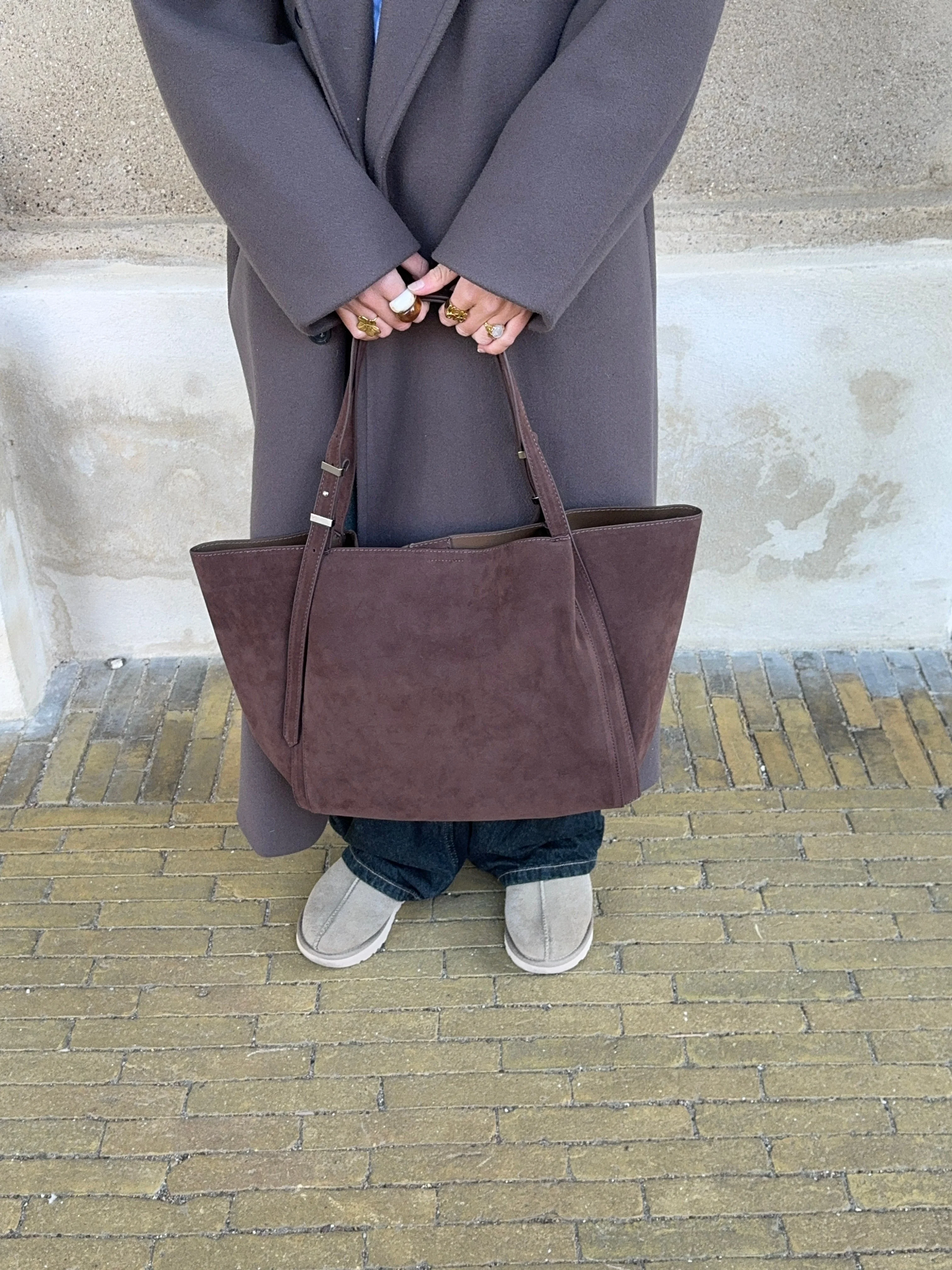Tolouse suede bag - Dark brown