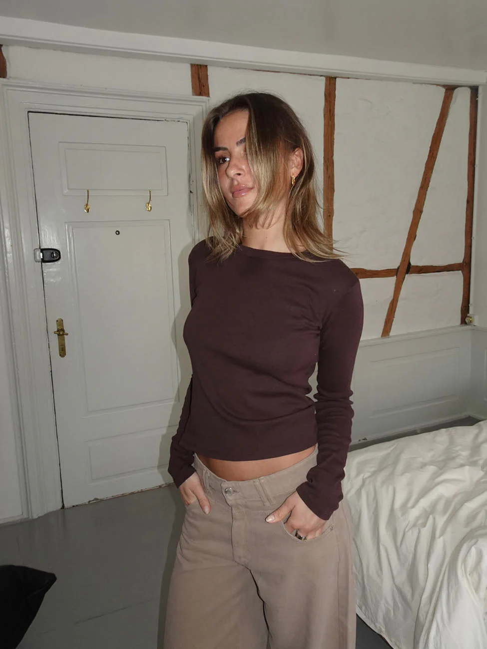 Roleo top with long sleeves – Brown