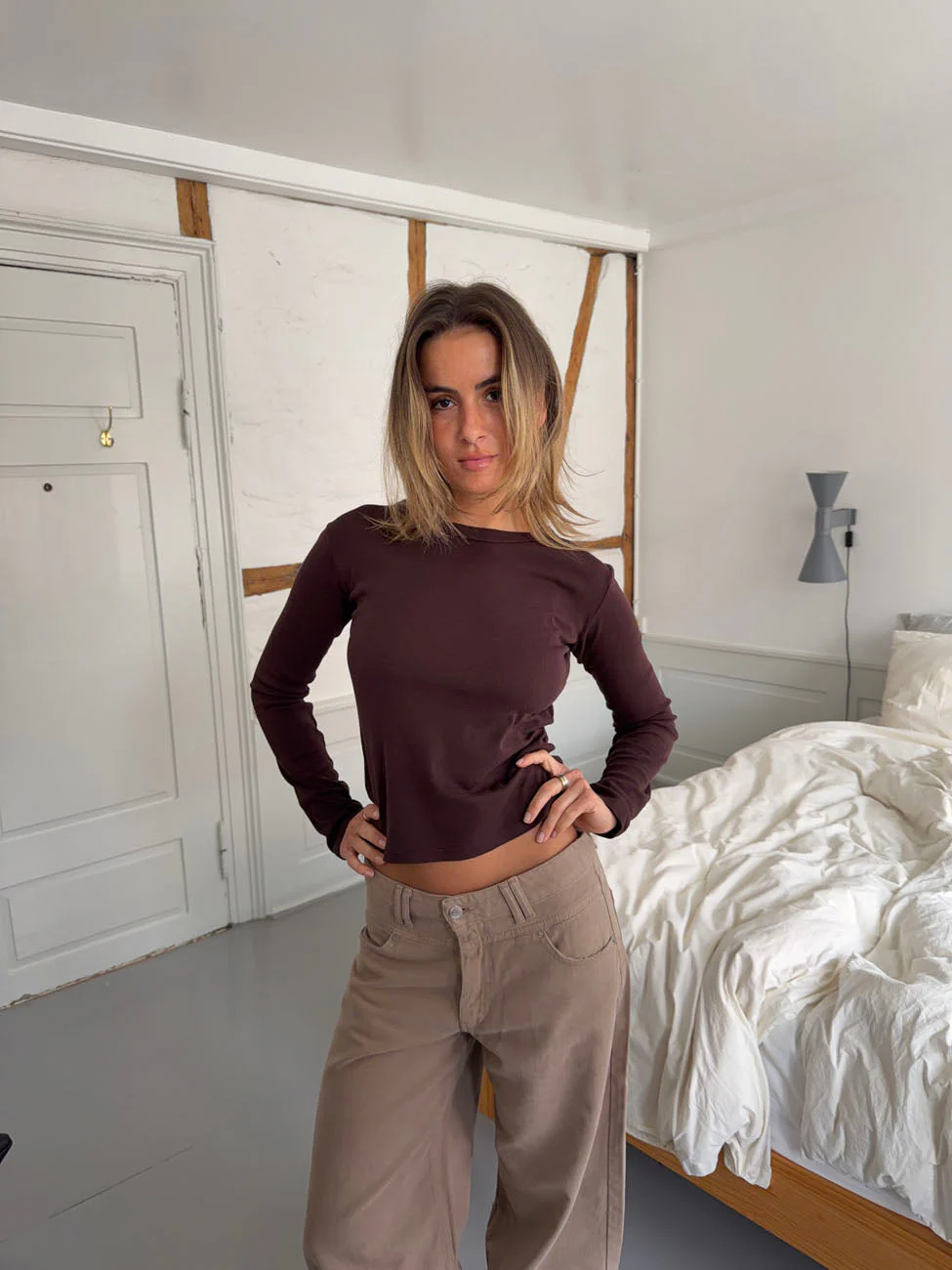 Roleo top with long sleeves – Brown